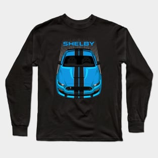 Ford Mustang Shelby GT350 2015 - 2020 - Grabber Blue - Black Stripes Long Sleeve T-Shirt